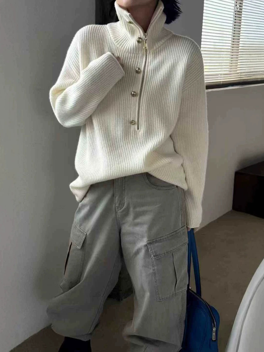 New Half-zip Collared Sweater