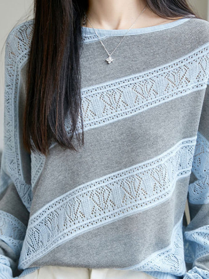 Boat-neck Batwing-sleeve Knit Top
