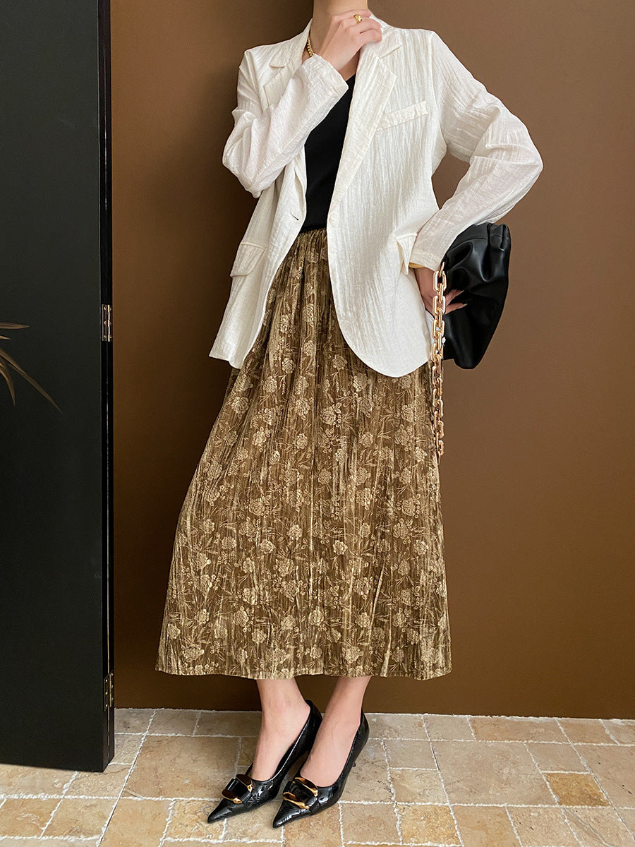 Trinity Daily Pleated Textured Flax Suit Jacket