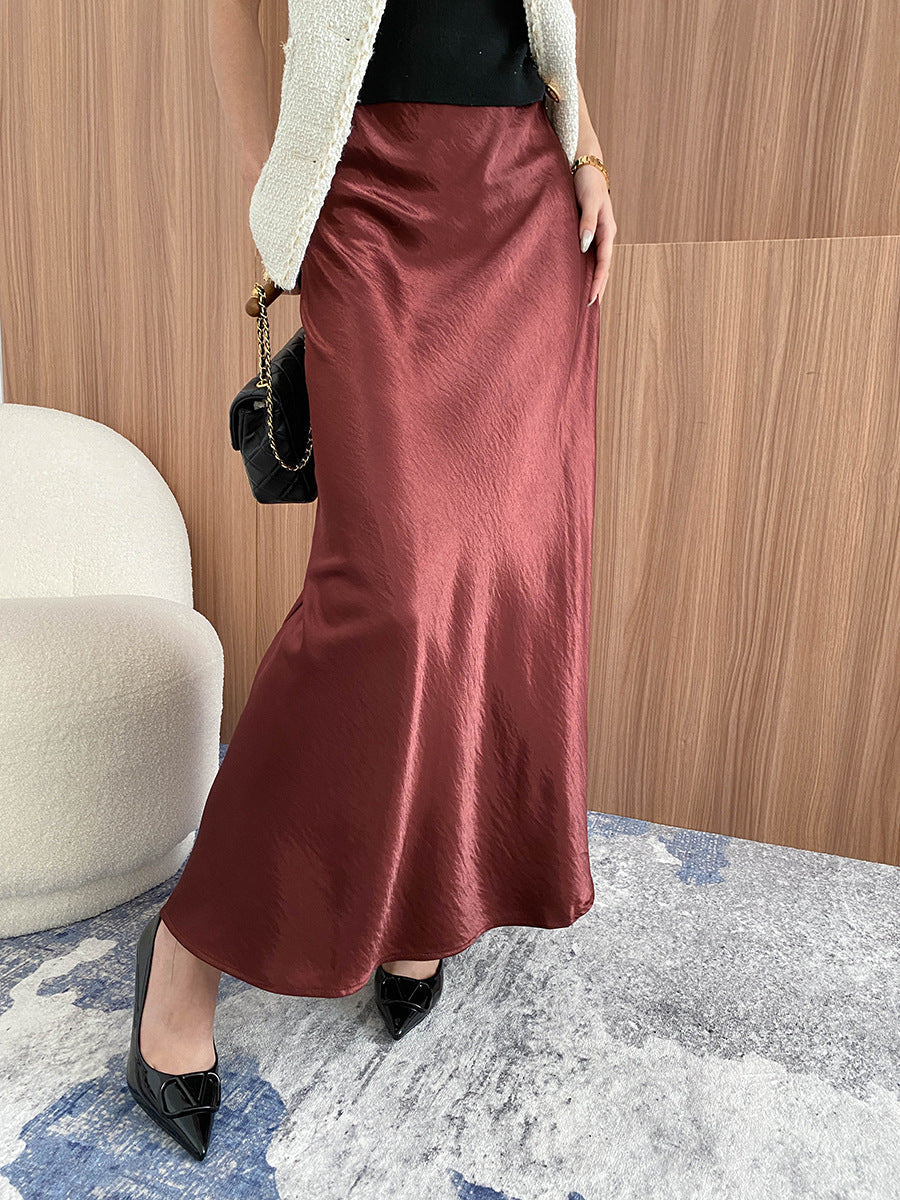 Aaliyah Daily Satin High-Waisted A-Line Skirt