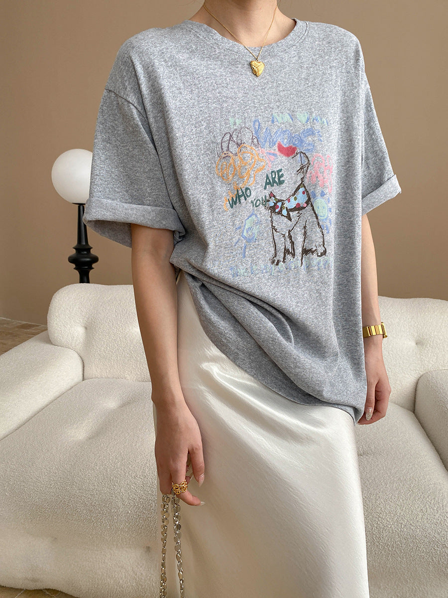 Katelyn Loose Crew Neck Printed Top