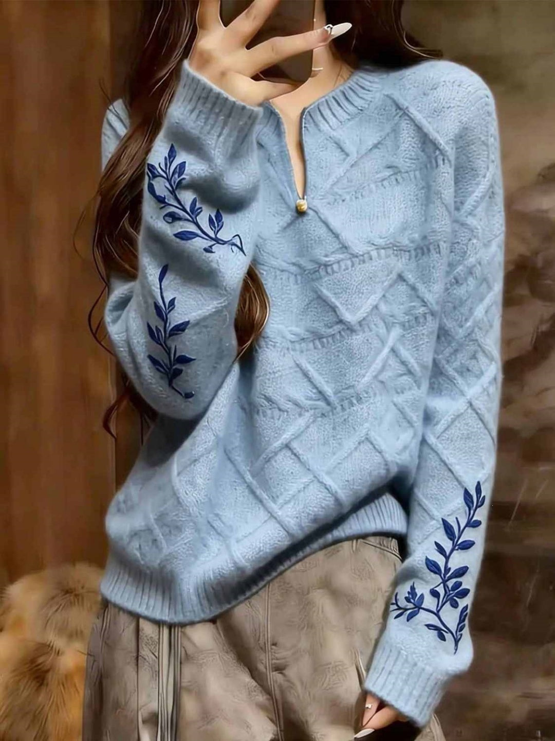 Vintage-style Pullover Jacquard Sweater