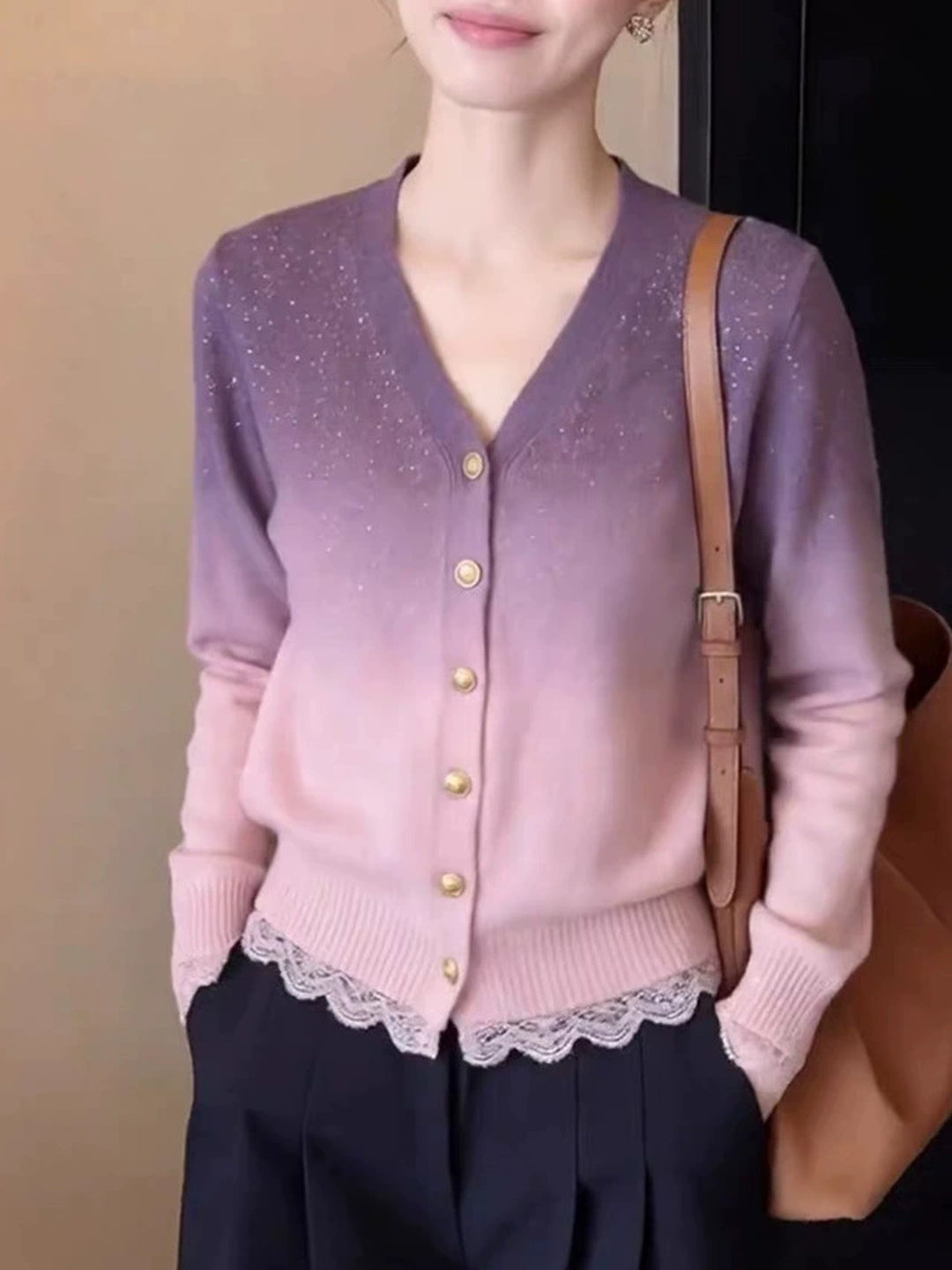 Stylish V-neck Sequined Cardigan