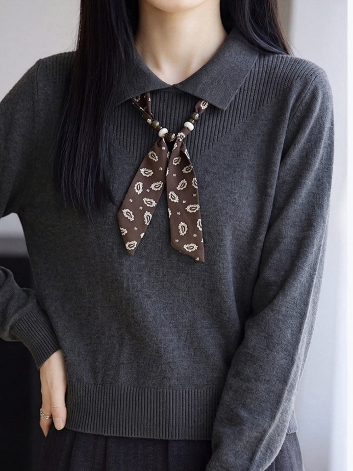 New Stylish Collared Knit Top