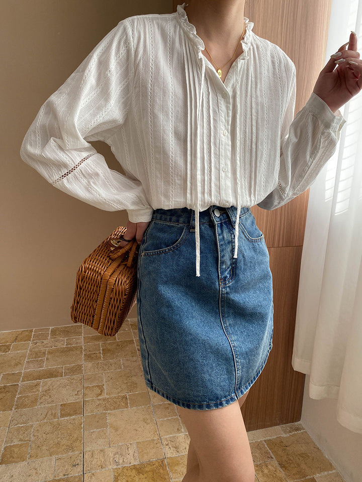 Lauren Vintage Auricular Collar Hollowed Blouse