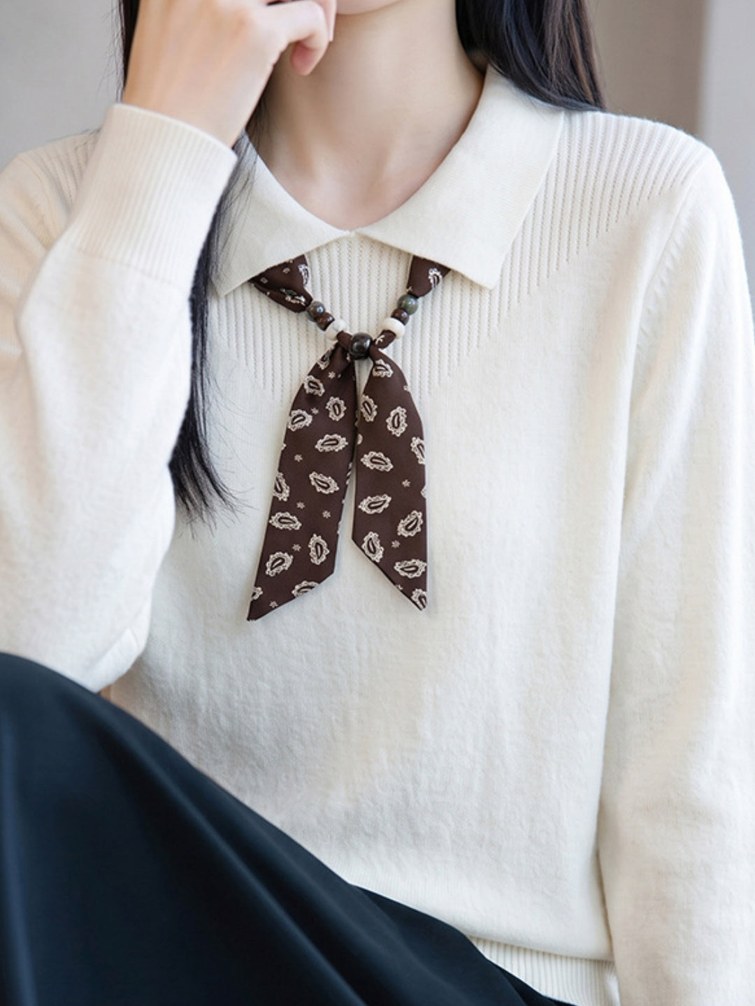 New Stylish Collared Knit Top