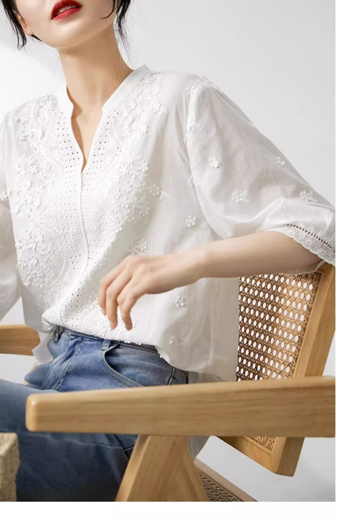 Alexa Embroidered Jacquard Lace Shirt
