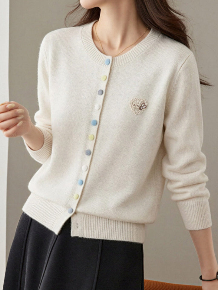 New Wool Crew-neck Knit Cardigan