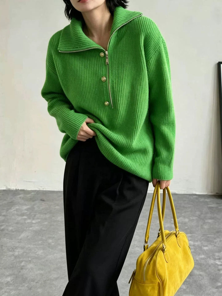 New Half-zip Collared Sweater