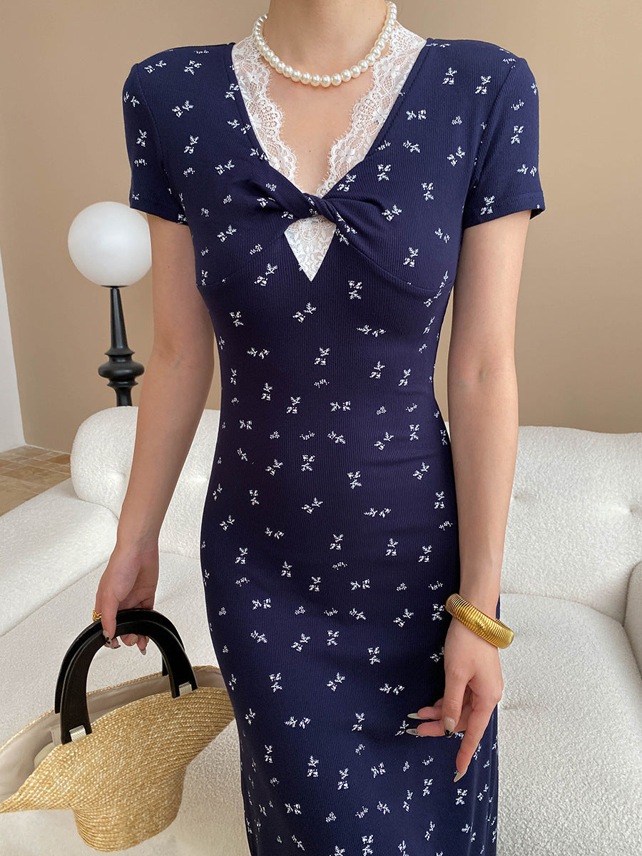 Ava Vacation V-Neck Lace Floral Dress