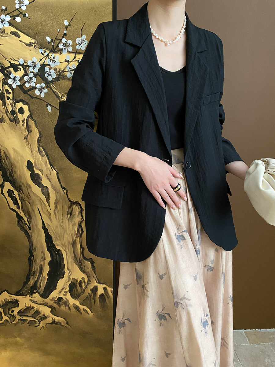 Trinity Daily Pleated Textured Flax Suit Jacket