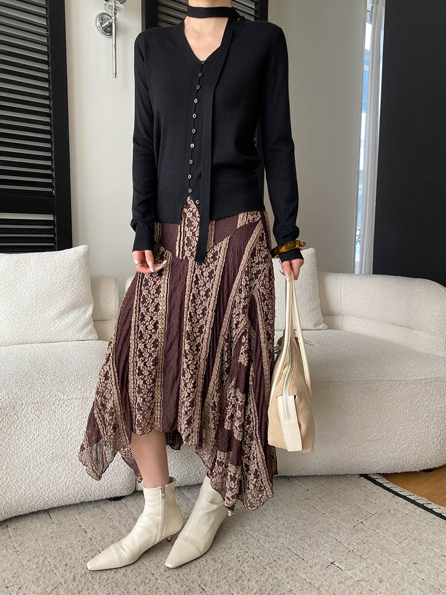 Grace Daily V-neck Ribbon Knitted Cardigan