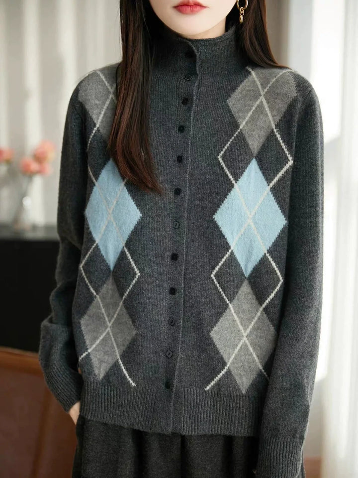 Vintage-style diamond-pattern Cardigan
