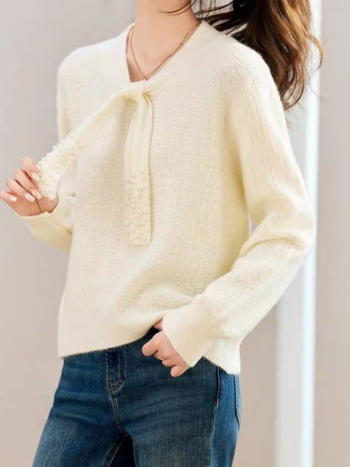 Textured Beaded Red Sweater