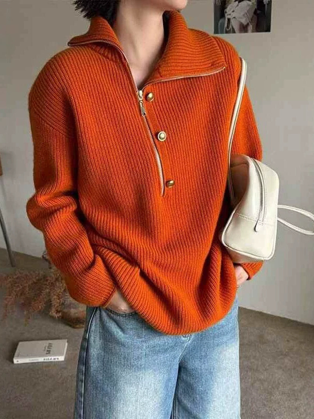New Half-zip Collared Sweater
