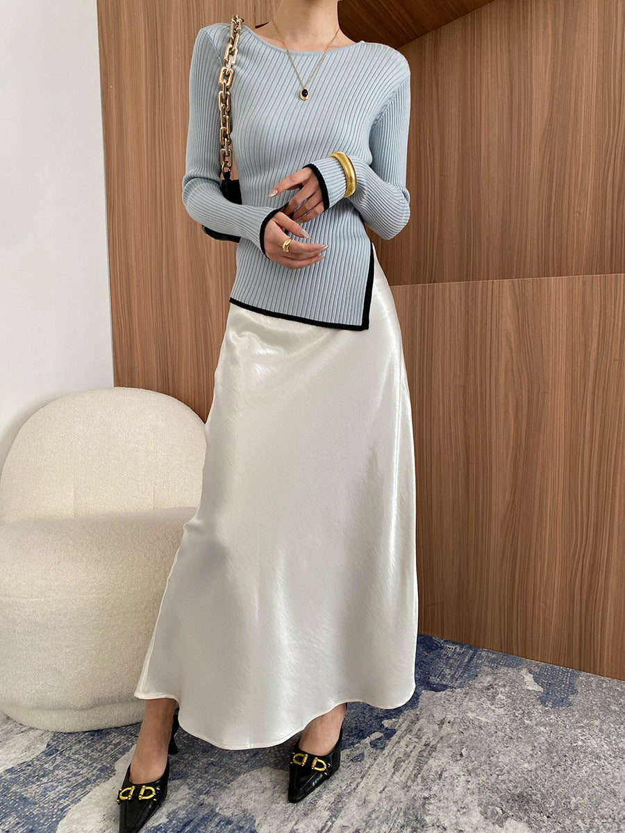 Aaliyah Daily Satin High-Waisted A-Line Skirt
