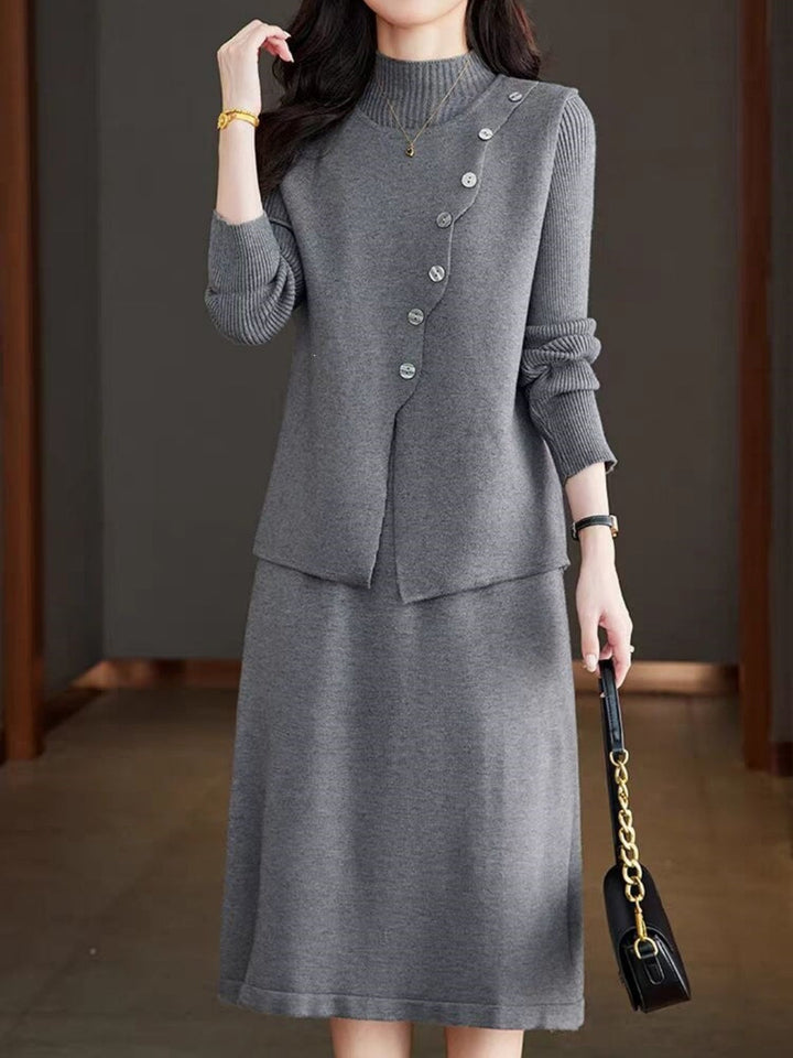 Knitted Vest Dress Two-piece Set