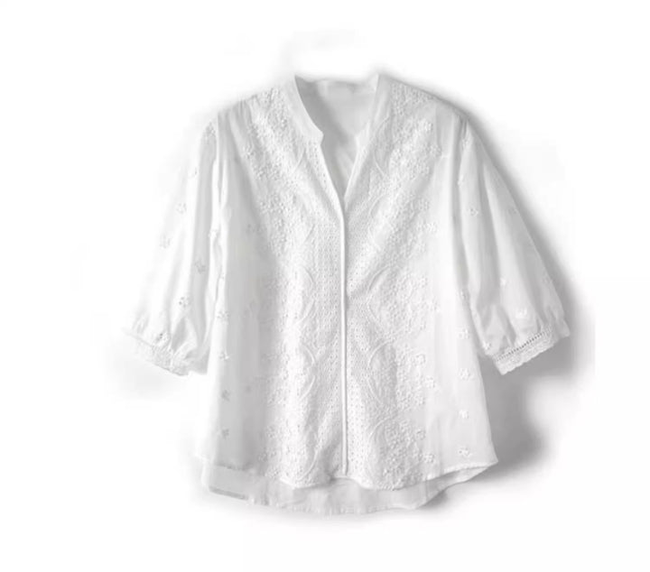 Alexa Embroidered Jacquard Lace Shirt