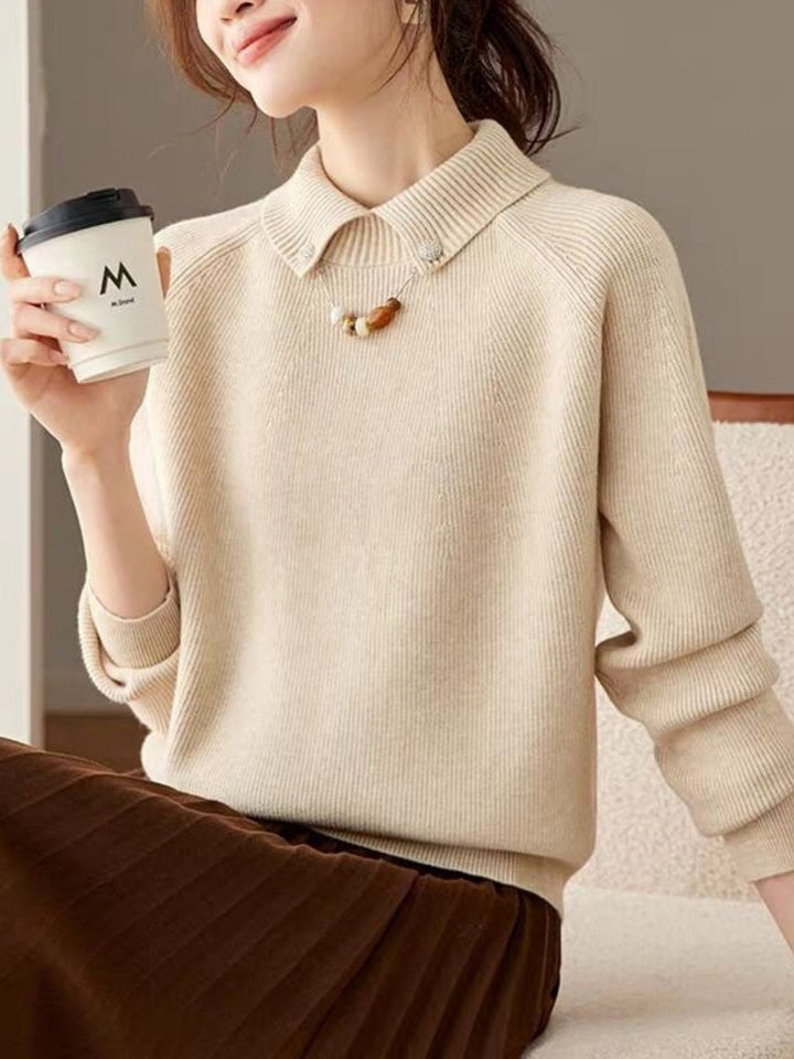 Loose-fit Collared Pullover Sweater