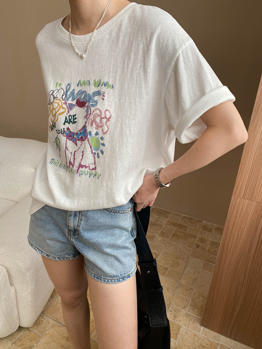 Katelyn Loose Crew Neck Printed Top