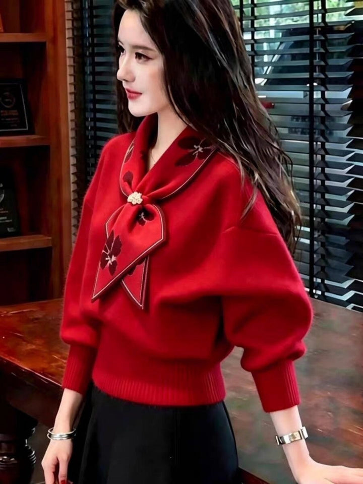 New Bow-collar Sweater