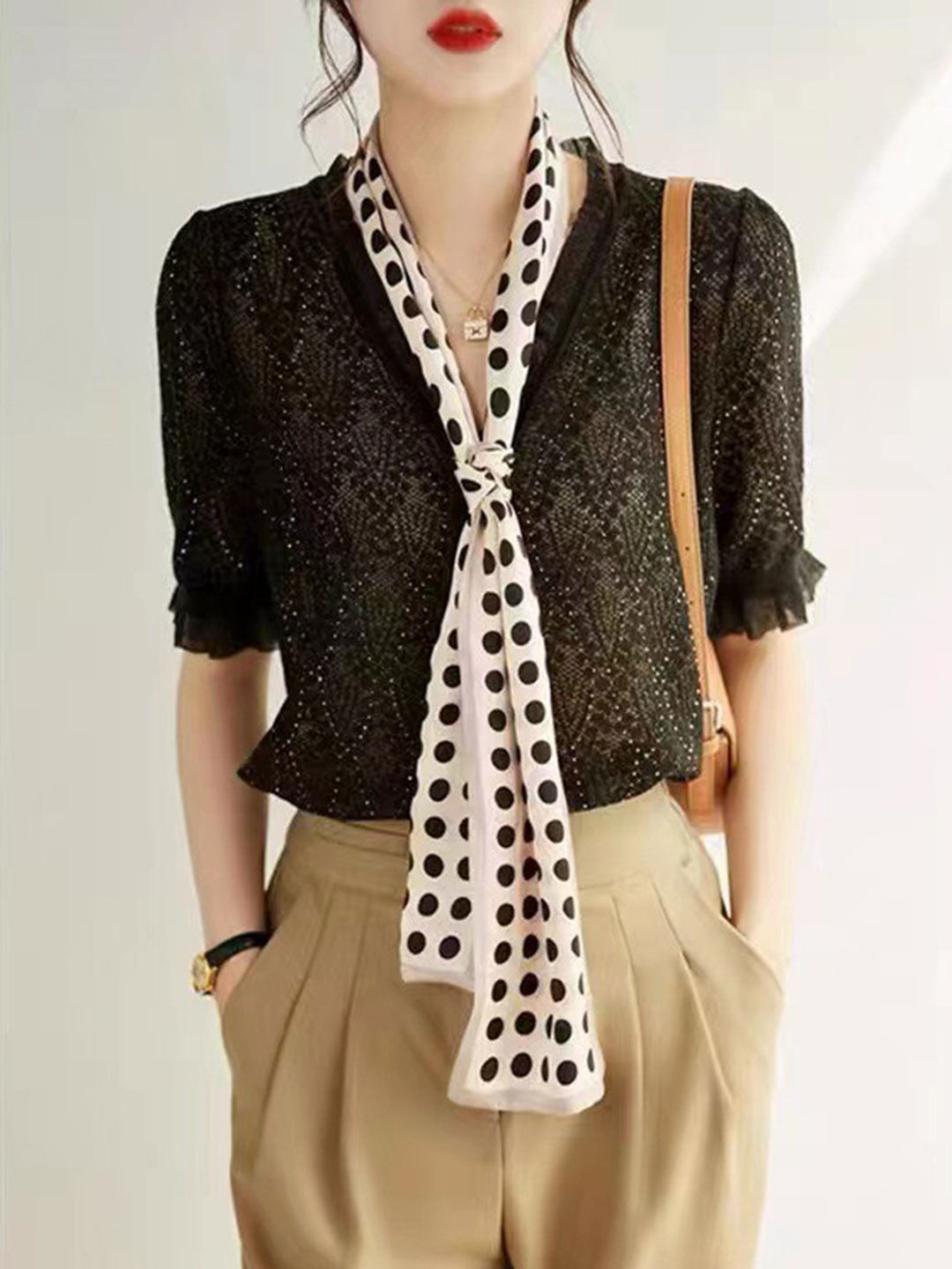 Kayla Elegant V-neck Auricular Knitted Sweater