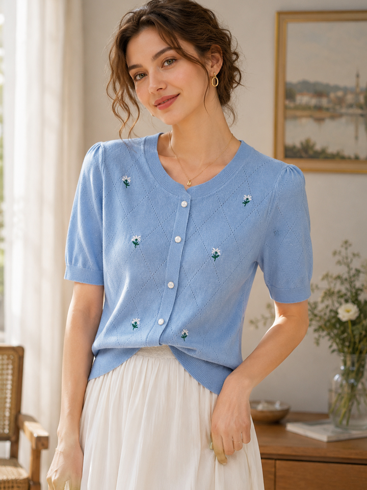 Natalie Classic Diamond Knitted Top