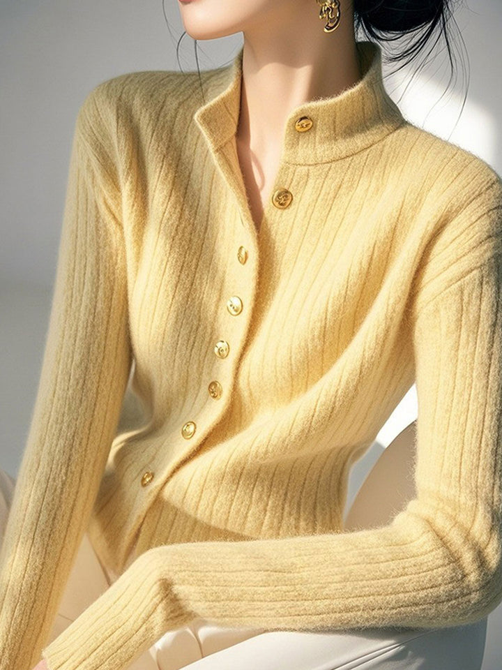 Madison Daily Stand Collar Solid Color Knitted Cardigan