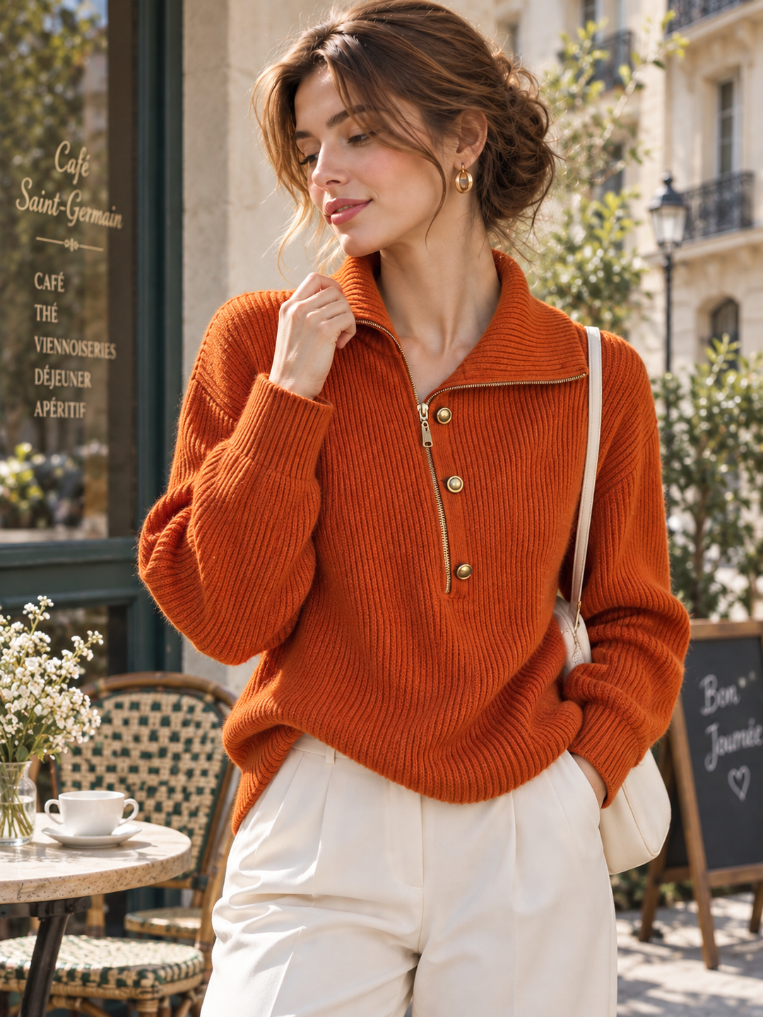 New Half-zip Collared Sweater