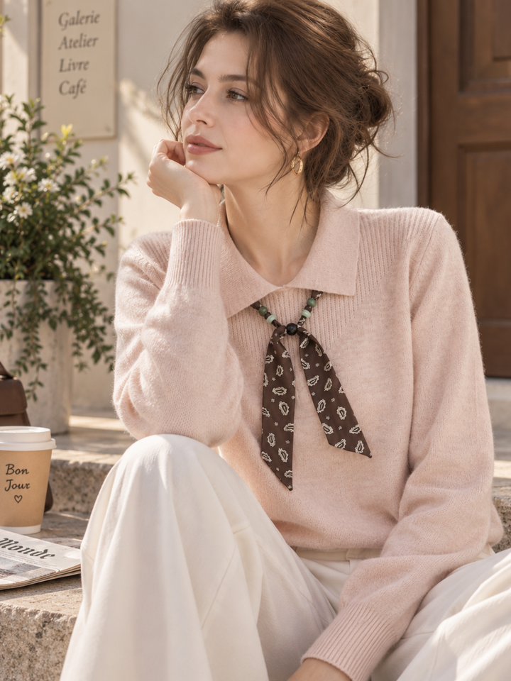 New Stylish Collared Knit Top