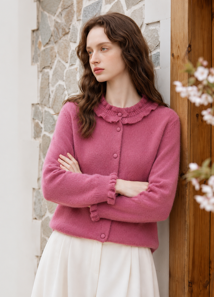 Lettuce-edge Knit Cardigan