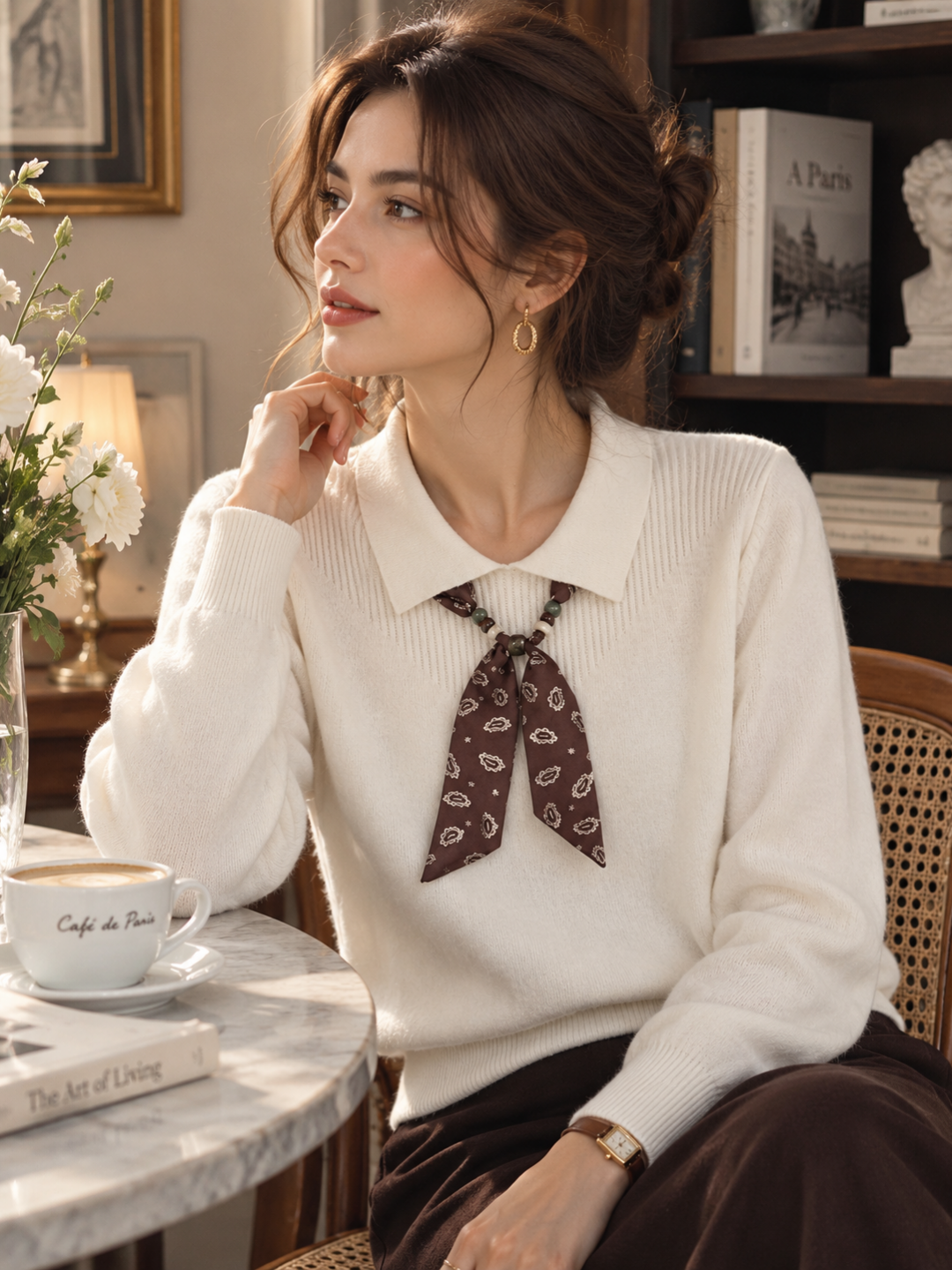 New Stylish Collared Knit Top