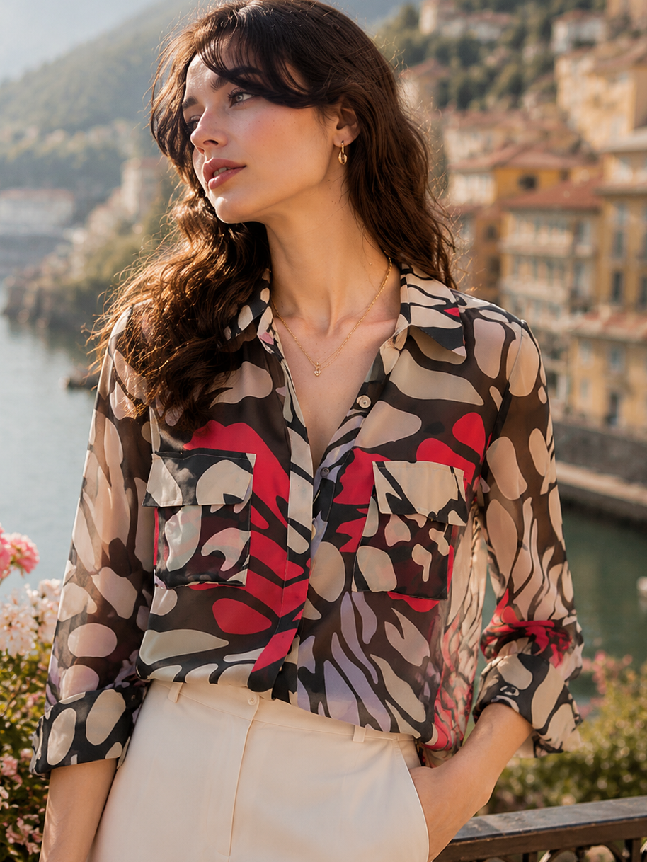 Chloe Casual Polo Collar Printed Shirt