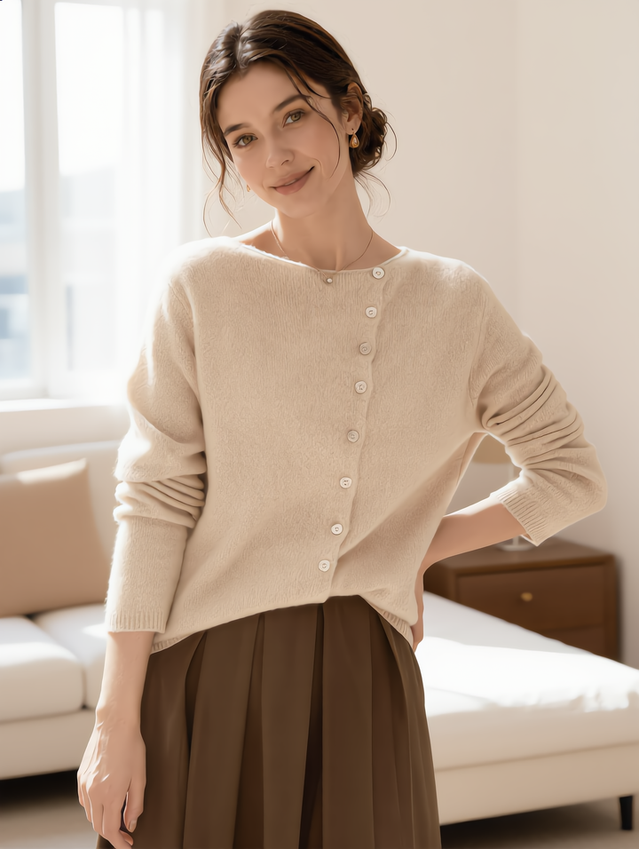 Kayla Classic Crew Neck Knitted Cardigan