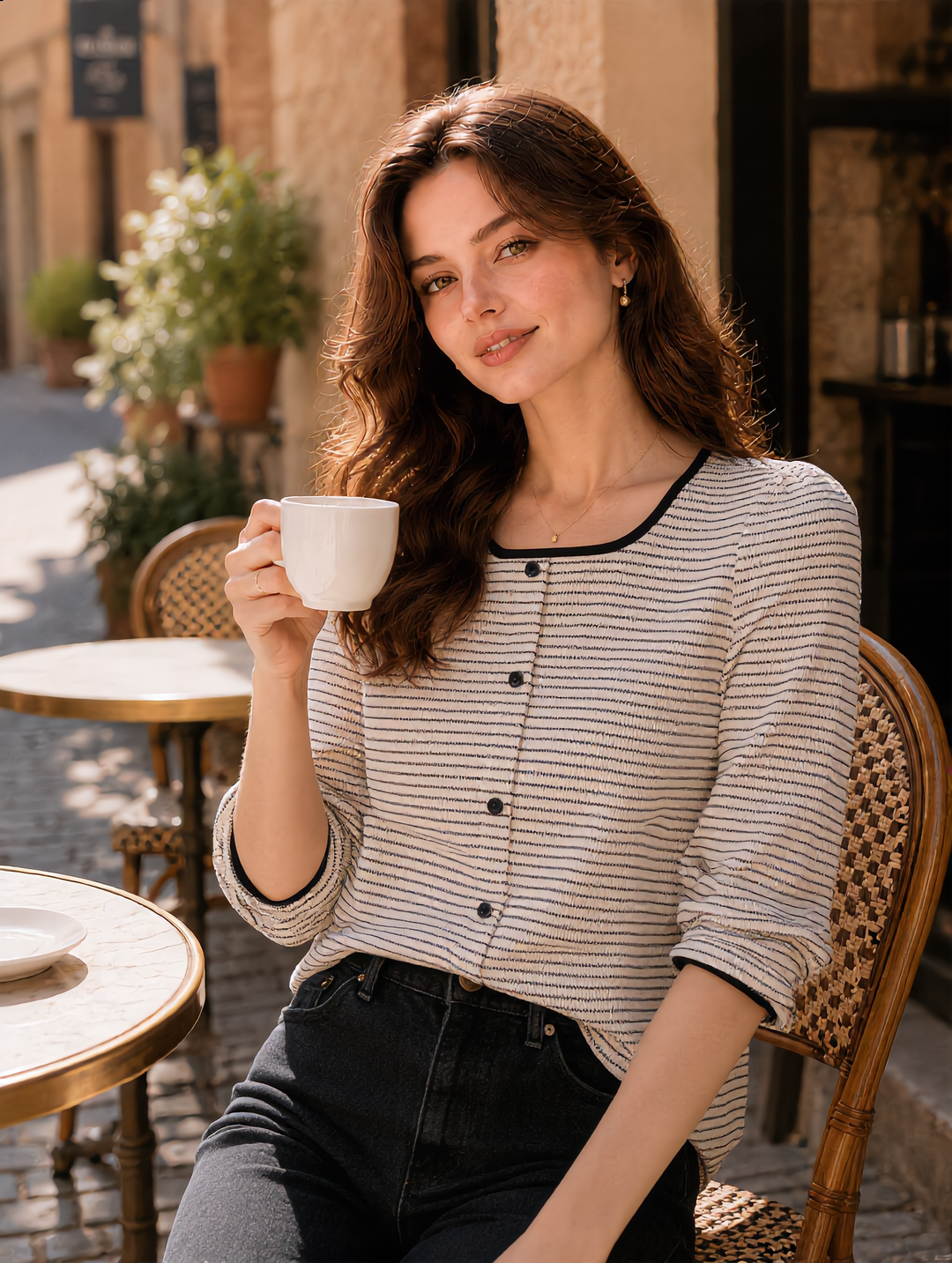 Madison Elegant Contrast Stripe Knitted Shirt