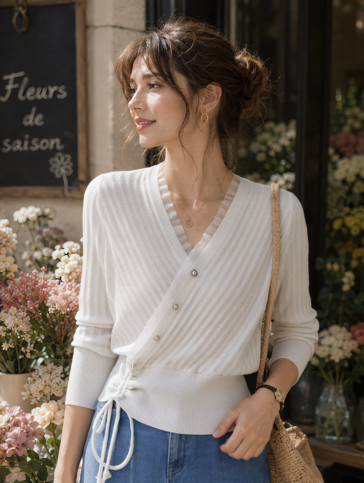 Sophia Classic Drawstring Auricular Knitted Top