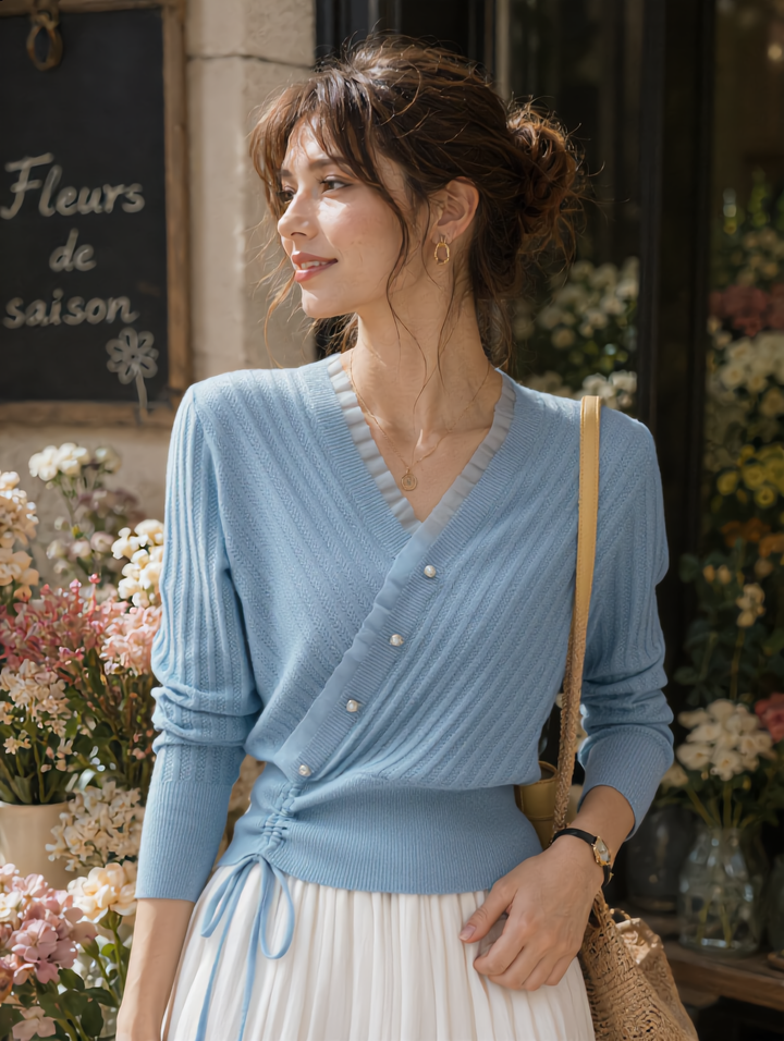 Sophia Classic Drawstring Auricular Knitted Top