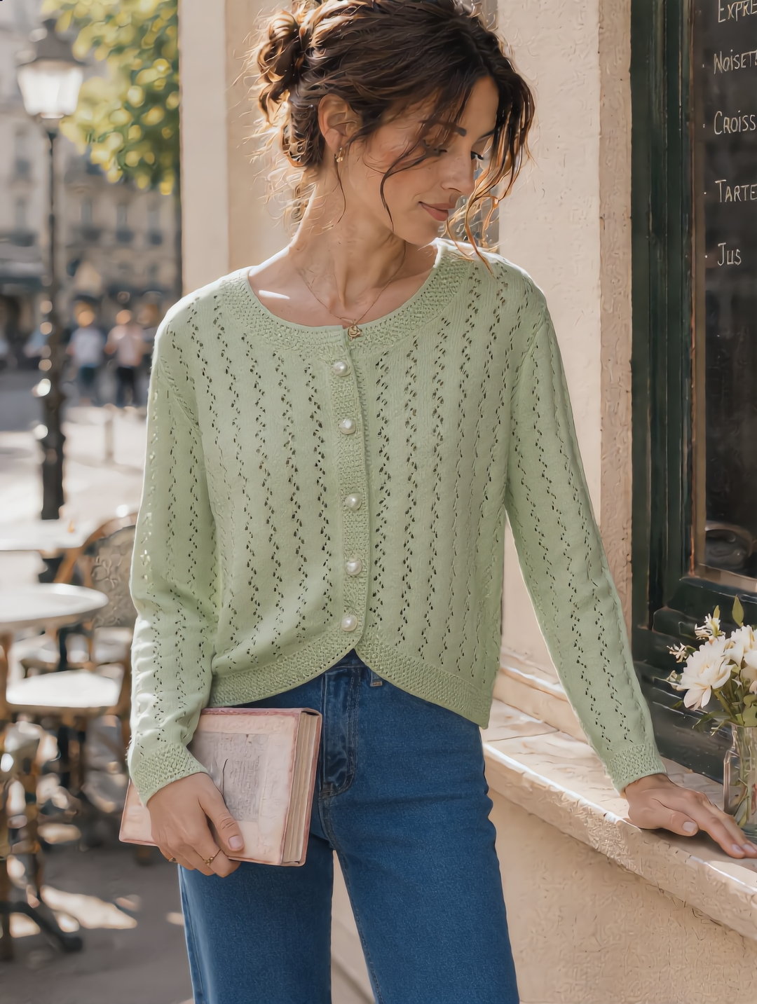 Althea Hollow Classic Knit Cardigan