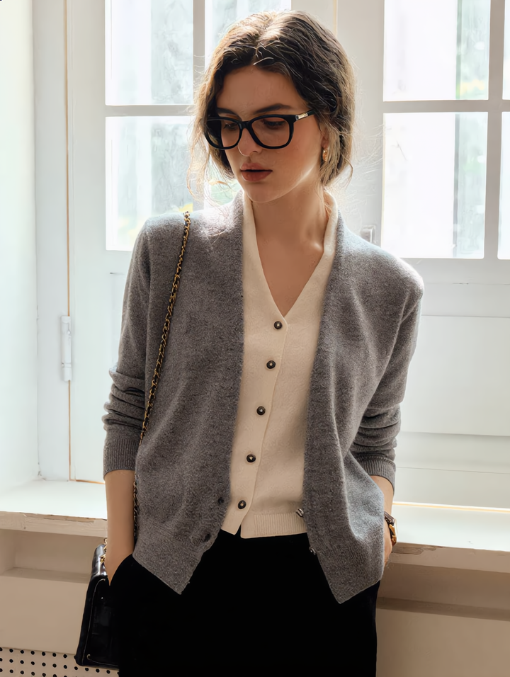 Ruby Classic V-neck Knitted Cardigan Dress Set