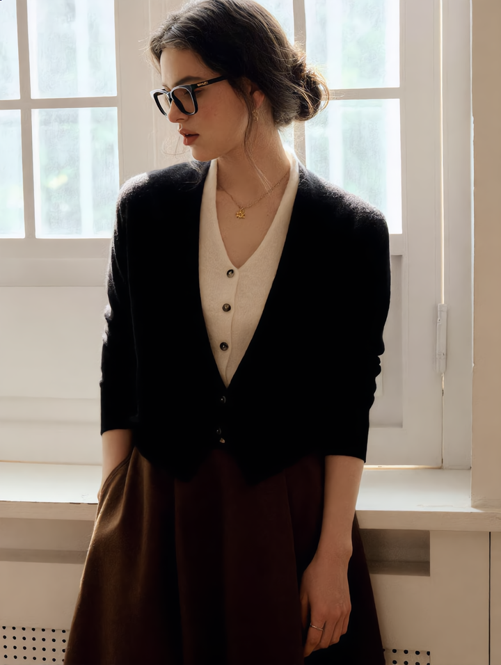 Ruby Classic V-neck Knitted Cardigan Dress Set