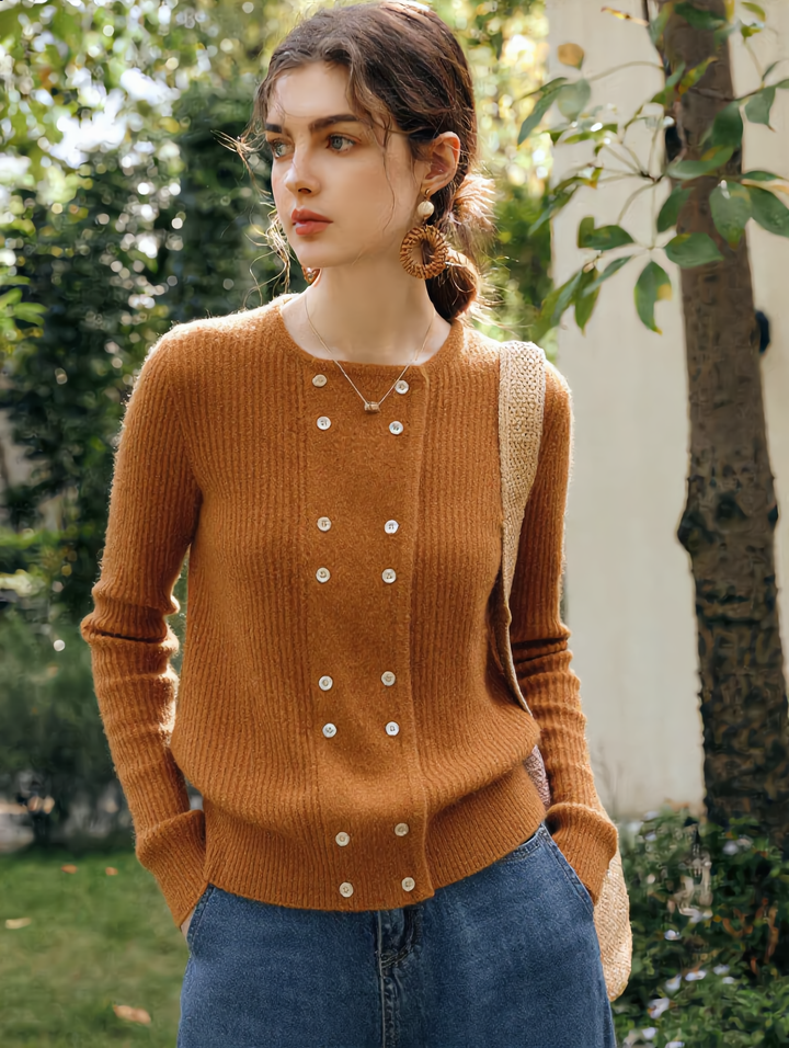 Alena French Style Double-breasted Knitted Cardigan