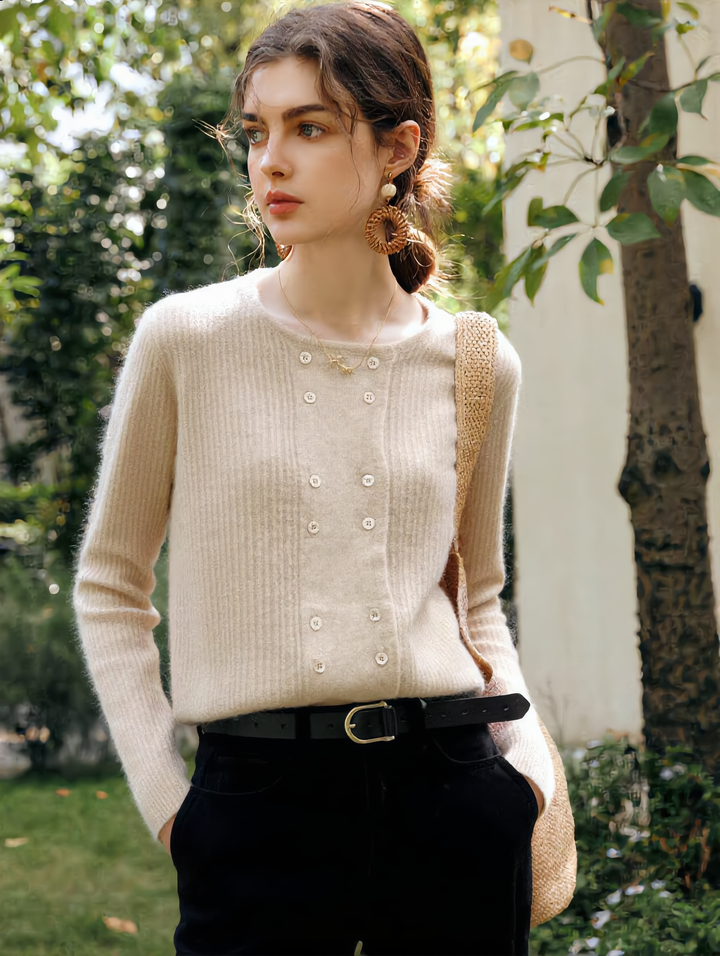 Alena French Style Double-breasted Knitted Cardigan
