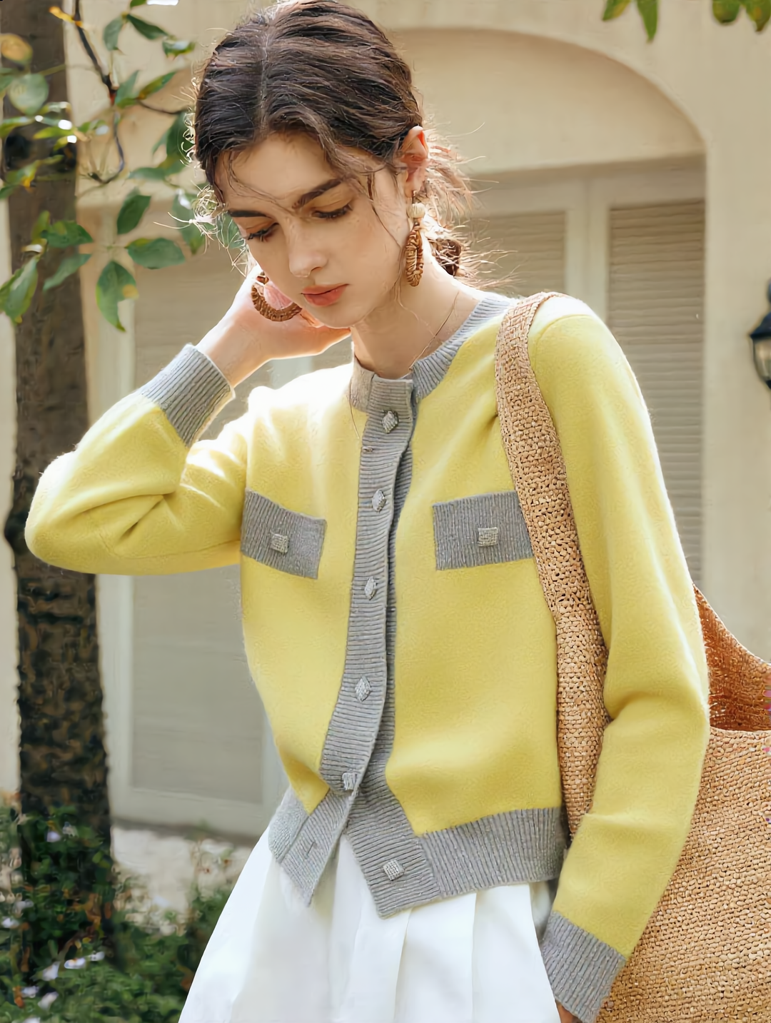 Riley Retro Patchwork Contrasting Knitted Cardigan