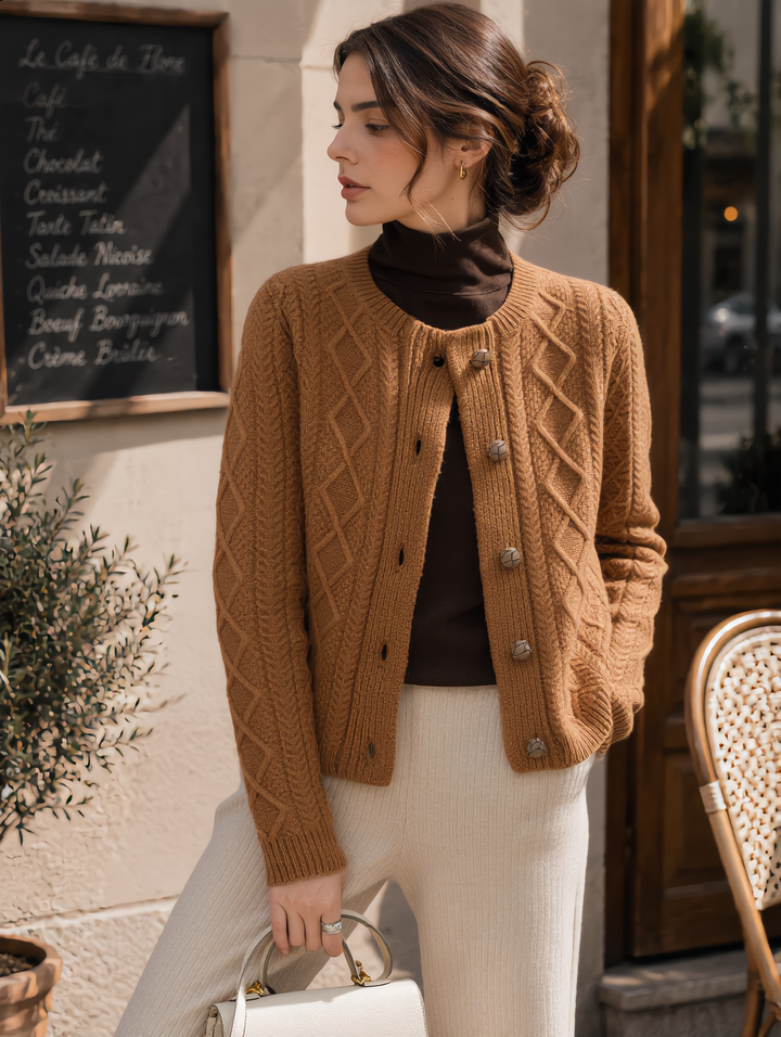 Anna Crew Neck Loose Knitted Cardigan
