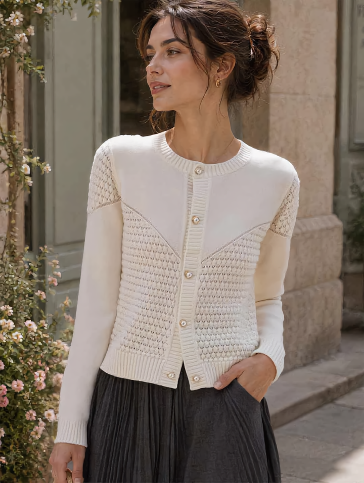 Sophia Loose Crew Neck Knitted Sweater Cardigan
