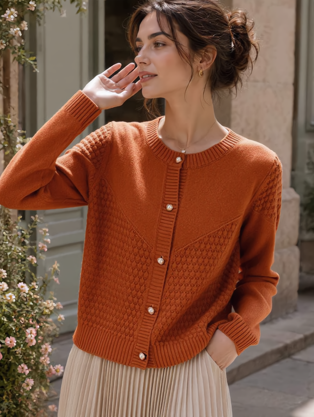 Sophia Loose Crew Neck Knitted Sweater Cardigan