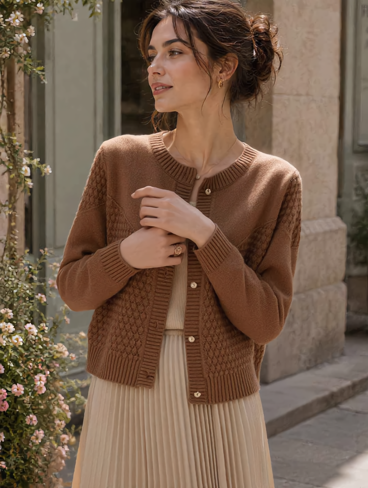 Sophia Loose Crew Neck Knitted Sweater Cardigan