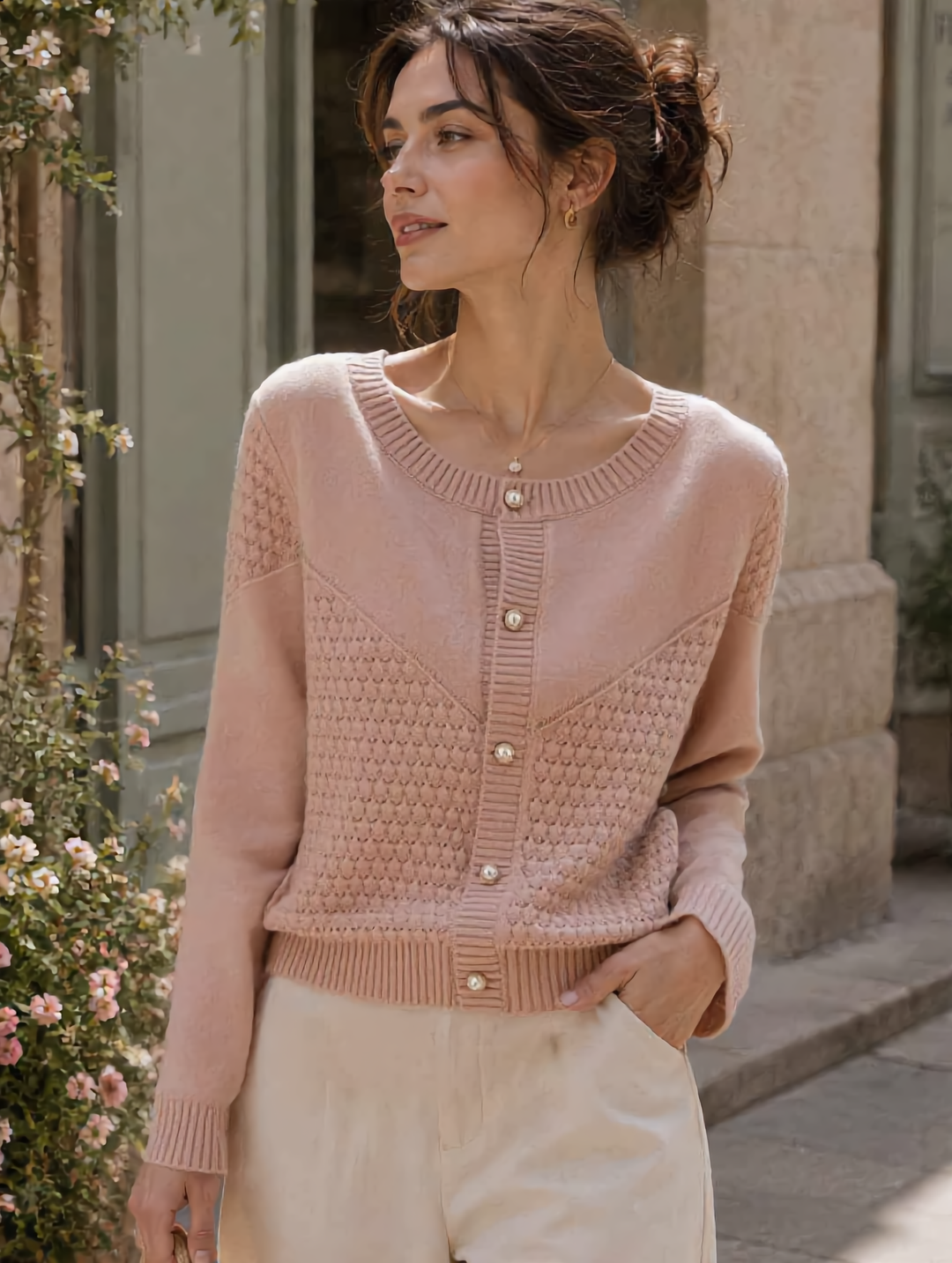 Sophia Loose Crew Neck Knitted Sweater Cardigan