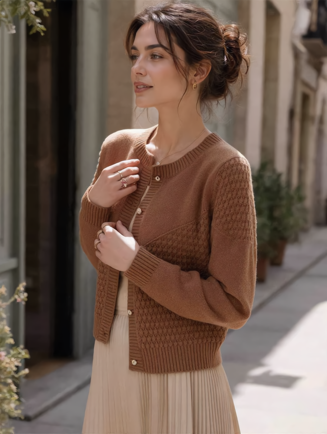 Sophia Loose Crew Neck Knitted Sweater Cardigan