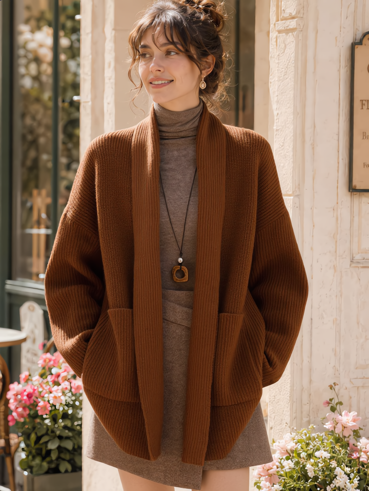 Emily Classic V-Neck Thick Knitted Coat